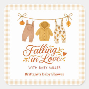 Sticker Carré Tomber dans l'amour Automne Baby shower Vêtements 