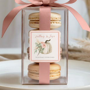 Sticker Carré Tomber Dans L'Amour Avec Bébé Baby shower Rose Aut