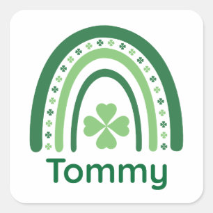 Sticker Carré Tommy Nom Trèfle Bohème Arc-en-ciel