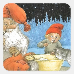 Sticker Carré Tomte Nisse, alias Santa Clause