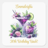 Sticker Carré Tons de violet : Un Bassin d'Anniversaire Bleu-Vio (Devant)