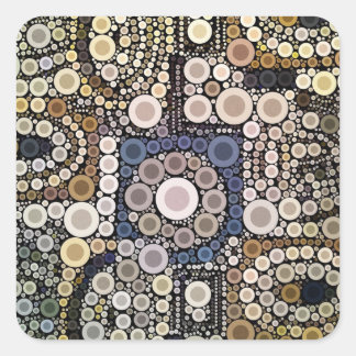 Sticker Carré Tons Terre Cercles Concentrés Mosaïque Motif