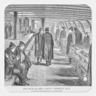 Sticker Carré Top Deck du navire hospitalier "Unite" attaché à