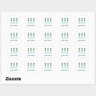 Sticker Carré Topiaries Blue Planter Box