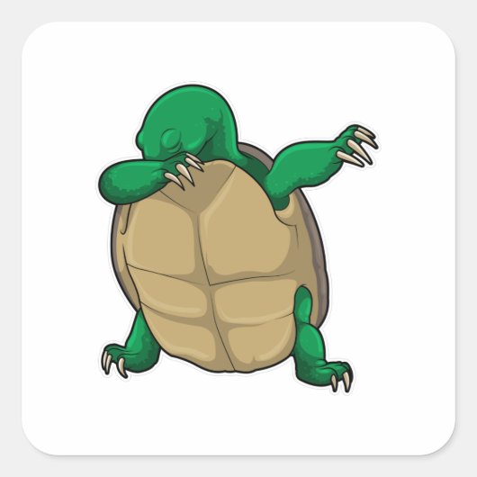 Sticker Carré Tortue à Hip hop Dance Dab (Devant)