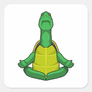 Sticker Carré Tortue à la méditation de Yoga