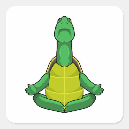 Sticker Carré Tortue à la méditation de Yoga (Devant)