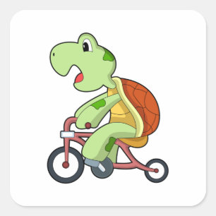 Sticker Carré Tortue à vélo