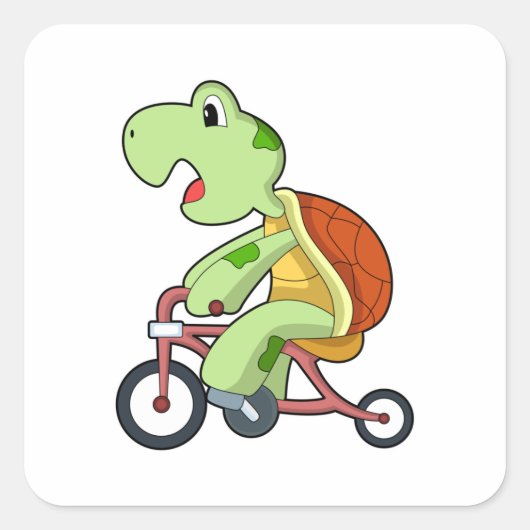 Sticker Carré Tortue à vélo (Devant)