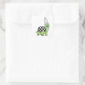 Sticker Carré Tortue aux échecs avec jeu d'échecs & King (Sac)