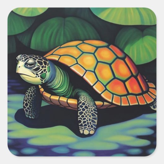 Sticker Carré Tortue de mer (Devant)