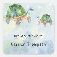 Tortue de mer - ex-libris, livres pour bébé