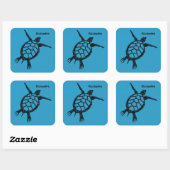 Sticker Carré Tortue de mer  Gravure sur bois (Feuille)