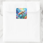 Sticker Carré Tortue de mer peinte (Sac)