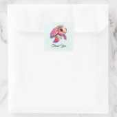 Sticker Carré Tortue de mer rose Whimsical & Merci mignon (Sac)