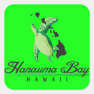 Sticker Carré Tortue de mer verte d'Hawaï
