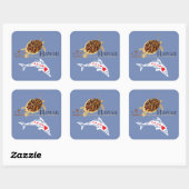 Sticker Carré Tortue des dauphins d'Hawaii (Feuille)