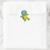 Sticker Carré Tortue en astronaute avec boule de verre (Sac)