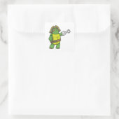Sticker Carré Tortue en pirate avec patchs main et oeil (Sac)