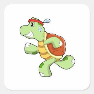 Sticker Carré Tortue en tant que coureur