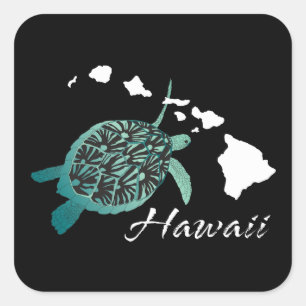 Sticker Carré Tortue Hawaii