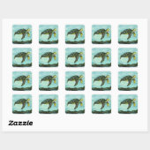 Sticker Carré Tortue verte (Feuille)