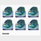 Sticker Carré Tortue verte d'Hawaii (Feuille)