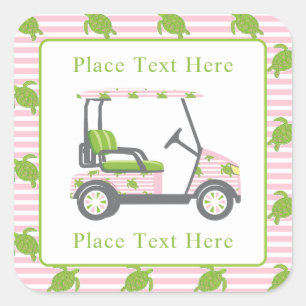 Sticker Carré Tortues Chic Chariot de Golf