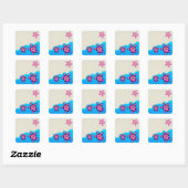 Sticker Carré Tortues de Honu rose (Feuille)