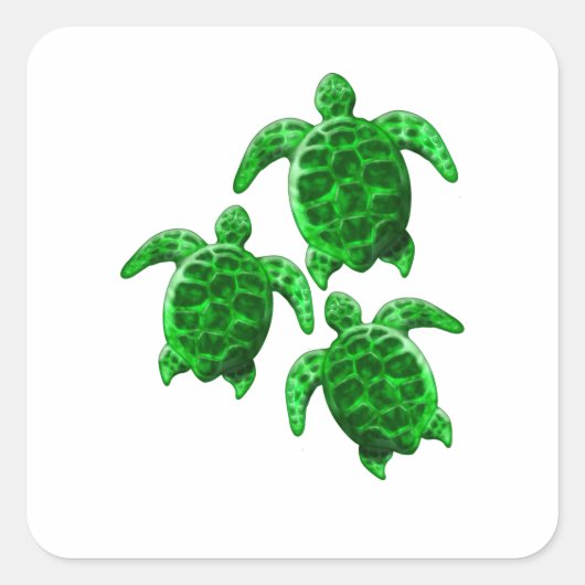 Sticker Carré Tortues de mer vertes (Devant)