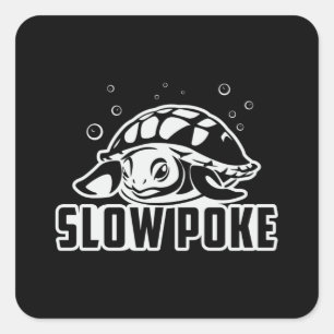 Sticker Carré Tortues Lentes Poke Tortues Lover Océan Drôle cade
