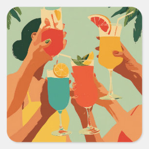 Sticker Carré Tost tropical à la future mariée
