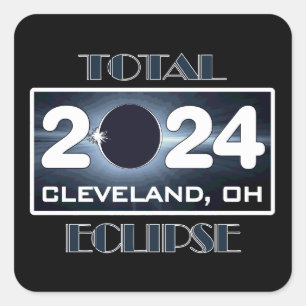 Sticker Carré Total Eclipse Cleveland Ohio 2024 Parcours de la T