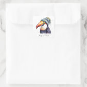 Sticker Carré Toucan Winter Vibes, personnalisation (Sac)