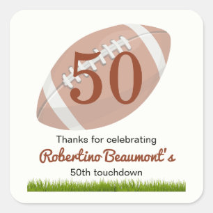 Sticker Carré Touchdown Cinquante Football Drôle Anniversaire 50