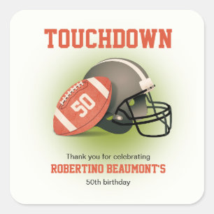 Sticker Carré Touchdown Fifty Football Vintage 50e Anniversaire