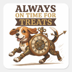 Sticker Carré Toujours à l'heure pour les friandises pour chien