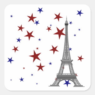 Sticker Carré Tour Eiffel avec étoiles