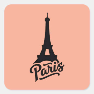 Sticker Carré Tour Eiffel de Paris (France) en noir