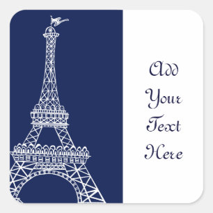 Sticker Carré Tour Eiffel Modèle bleu et blanc