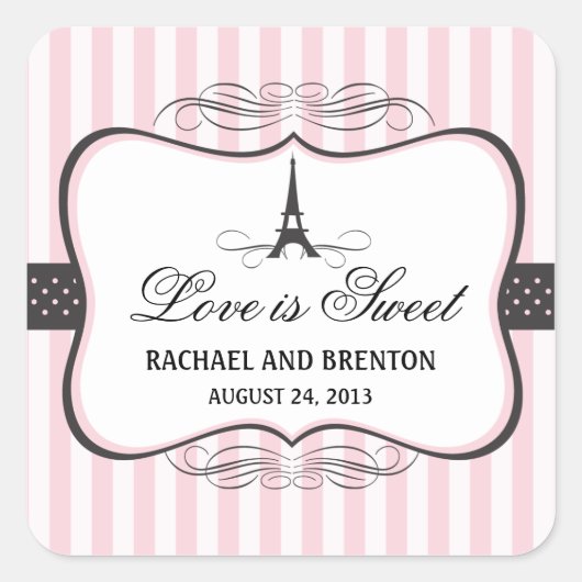 Sticker Carré Tour Eiffel Paris Mariage (Devant)