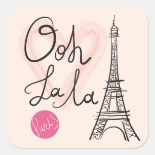 Sticker Carré Tour Eiffel tiré par la main