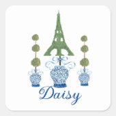 Sticker Carré Tour Eiffel Topior Ginger Jars art Pickleball (Devant)