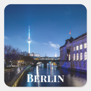 Sticker Carré Tour TV et île musée à Berlin, Allemagne