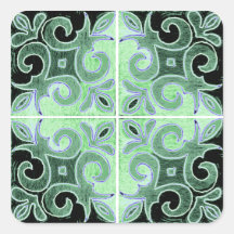 Tourbillon noir vert inspiré par Azulejos portugai