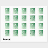 Sticker Carré Tourbillons Floraux Verts et Fleurs Blanches (Feuille)