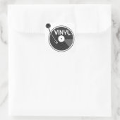 Sticker Carré Tourne-disque vinyle noir et blanc (Sac)