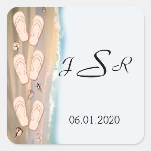 Sticker Carré Tourner les tongs sur l'autocollant Monogramme de