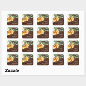 Sticker Carré Tournesol | Bois Mariage Enveloppe Phoques (Feuille)