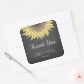Sticker Carré Tournesol Chalkboard Russe Mariage Merci (Enveloppe)